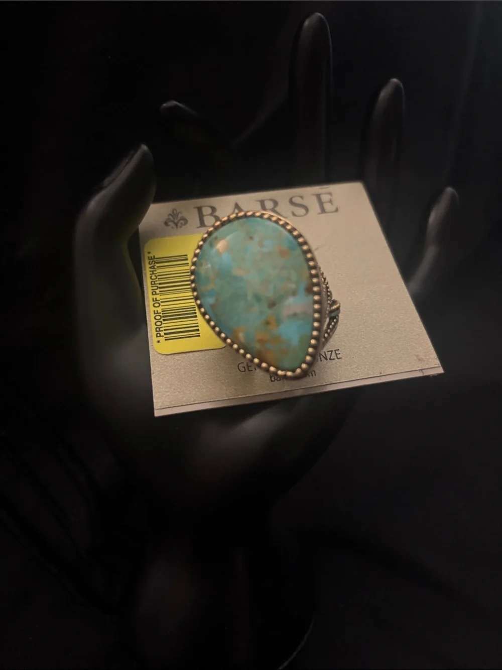 Studio Barse Teardrop Turquoise Blue and Bronze Ring
